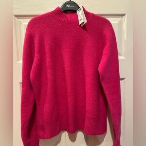 Women's Hot Pink Mock Neck Sweater